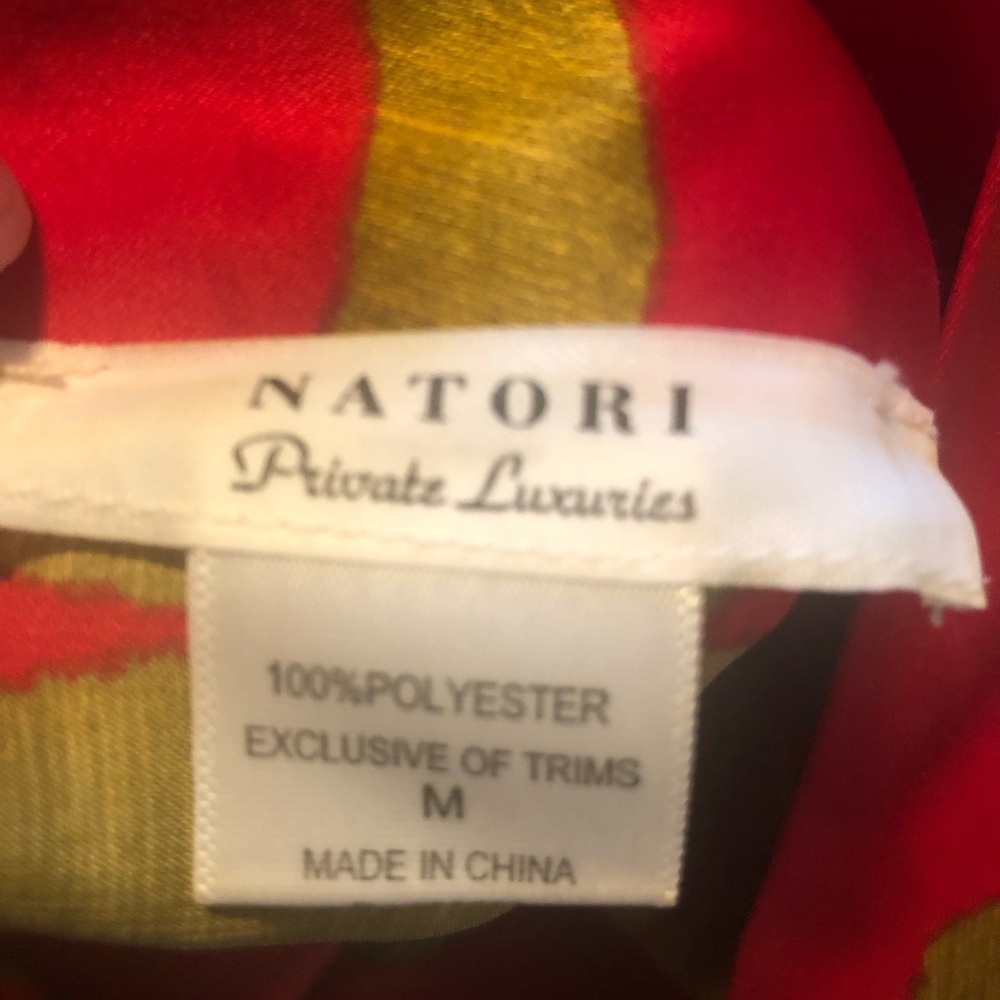 Natori Vibrant Red and Gold Satin Garment
